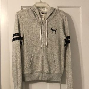 PINK grey zip up hoodie